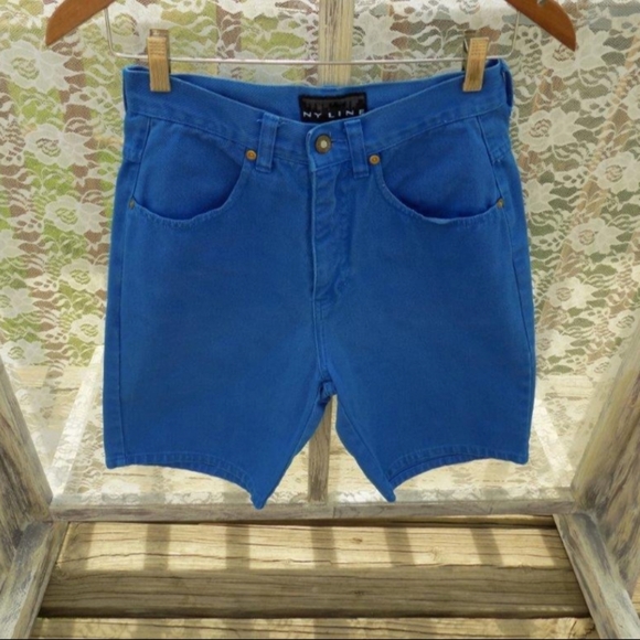 Vtg 90s Ny Line royal blue acid wash high waist denim mom jean shorts 4/6 NWOT - Picture 14 of 17